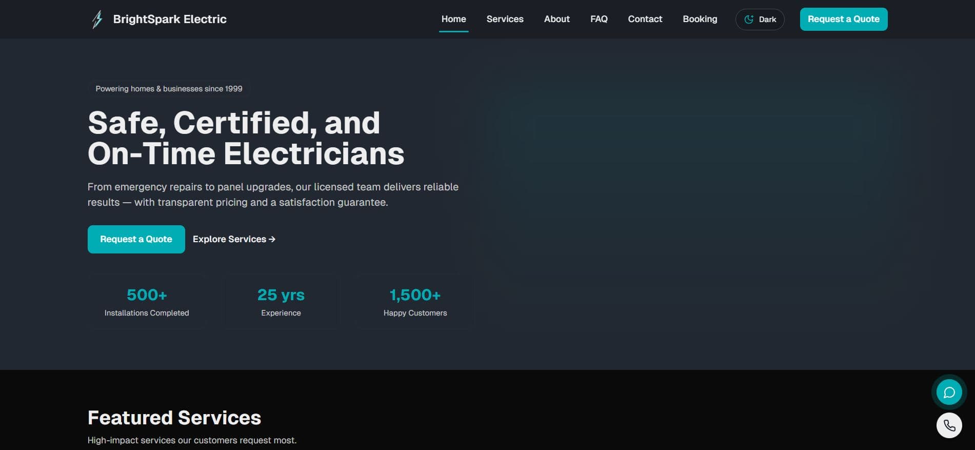 Electrician Business Website design preview