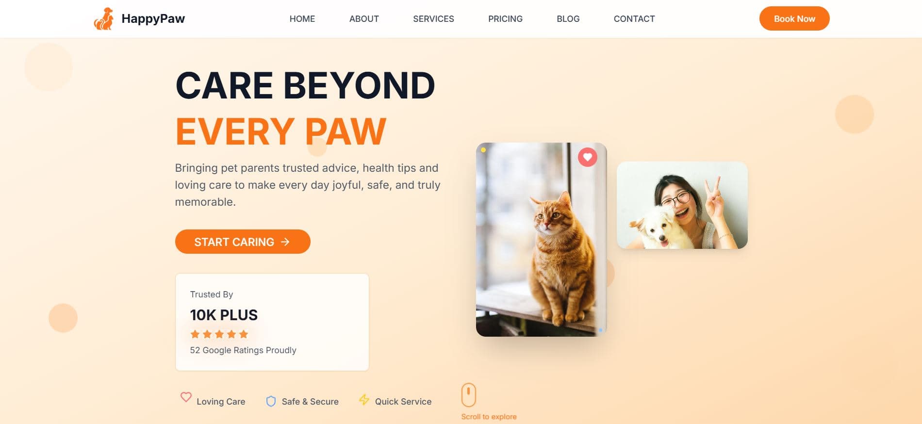Pet Healthcare Landing Page design preview